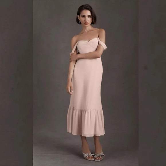 BHLDN Dresses & Skirts - NWT BHLDN Anthropologie MUNROE GEORGETTE DRESS- Blush Pale Pink SIZE 10